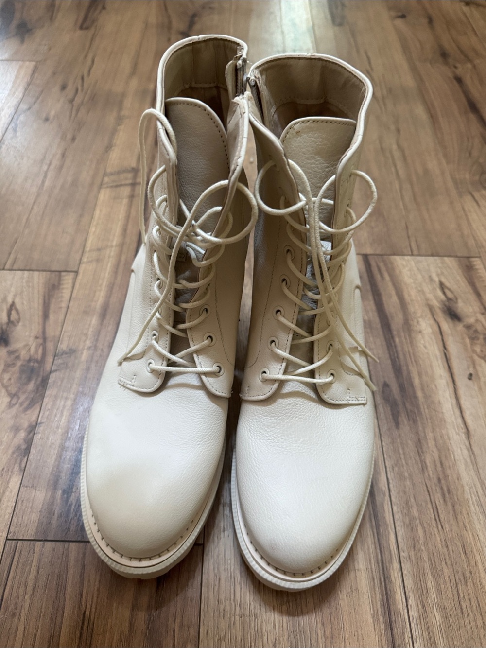 Sam Edalmen Garret  Lace-Up Cream Ankle Boots women’s size 9.5